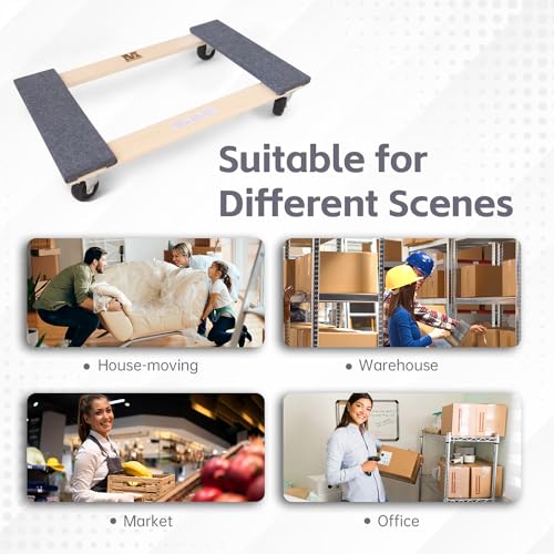 MaxWorks 50857 1320 lbs. Capacity 18 in. x 30 in. Hardwood Furniture Moving Dolly KD Version, Two Pack - color: Natural, size: 18 in x 30 in