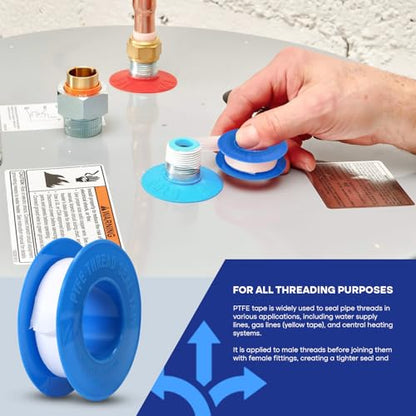 Supply Giant Plumbers PTFE Tape 3/4" W x 520" L Pipe Thread Tape, High Density Thread Sealant Tape Water Seal Plumbing Tape for Shower Head, Pipes, Gas Lines, Leak Prevention - size: 520", style: Pack of 1