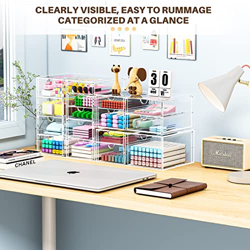 caktraie Makeup Organizer Storage With 16 Drawers, 4 Pcs Desktop Office Supplies, Desk Organizers, Clear Accessories, Dustproof Storage Drawer and for Make Up, Jewelry, Pen, Stationary - size: 16 Drawers