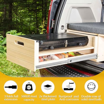 YENUO Heavy Duty Drawer Slides 12 14 16 18 20 22 24 26 28 30 32 34 36 38 40 44 48 52 56 60 Inch Full Extension Side Mount Ball Bearing Long Rails Track Guide Glides Runners Load 500 Lbs 1 Pair - size: 12 Inch, style: Load:500 lb (No lock) -W:76mm