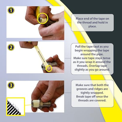 Gasoila Yellow PTFE Thread Seal Tape – Professional-Grade, 1/2 Inch x 260 Inch, High-Density Thread Tape for Gas Lines– Leak-Proof Seal, Non-Toxic - size: 1/2 Inch x 260 Inch Roll- 1 Pack