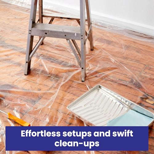 VicMore 2-Pack Plastic Drop Cloth 9x12 Feet - Waterproof and Clear Tarp for Painting, Furniture Protection, and Floor Covering - Durable Multipurpose Sheeting - size: 9FT x 12FT, 2 PACK, MEDIUM-DUTY