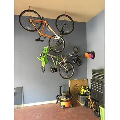Bike Hooks Heavy Duty Bicycle Storage Hooks Set of 6,Screw-in Utility Storage Hangers Shed Garage Garden Hook Plastic Coated for Wall Mount/Ceiling Red