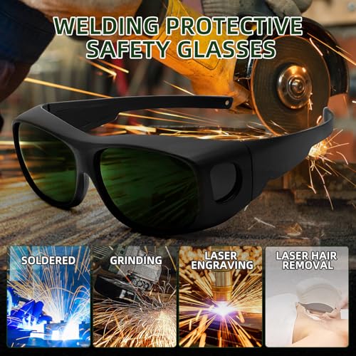Welding Safety Glasses Wrap-around Safety Welding Lens Anti-scratch Safety Glasses UV Protection Protective Glasses ANSI/ISEA & MCEPS Compliant, IR Shade 5