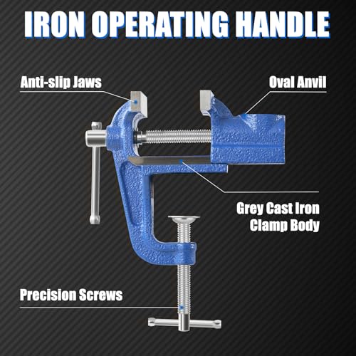 Mini Table Clamp, 2" blue, Small Bench Vise, Upgraded cast steel manufacturing Jewelers Hobby Clamps Craft Repair Tool Portable Work Bench Vise (Mini) - size: 2-inch Mini