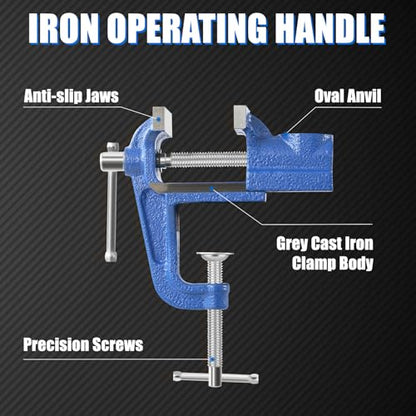 Mini Table Clamp, 2" blue, Small Bench Vise, Upgraded cast steel manufacturing Jewelers Hobby Clamps Craft Repair Tool Portable Work Bench Vise (Mini) - size: 2-inch Mini