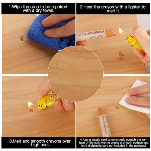 SEISSO Furniture Repair Crayon, 6 Pcs - Wood Filler Sticks, Scratch Repair Wax, Furniture Marking Repair - Scratch, Hole, Table, Wood Floor, Guitar, Covering, Instrument Fill Sticks-Cherry Wood - color: Cherry Wood 6pcs