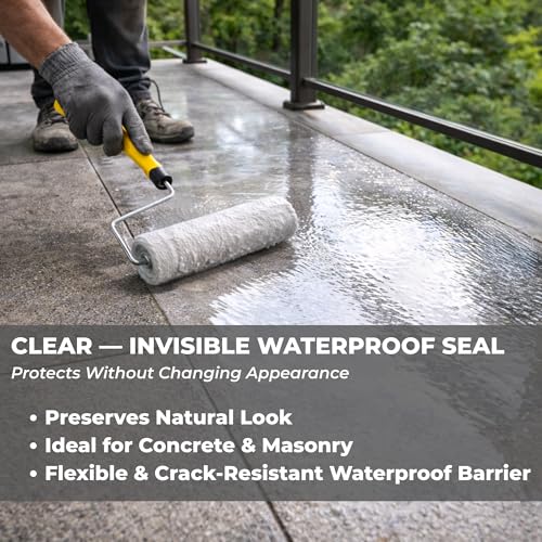 Crystal Clear Invisible Waterproof Agent - Elastic Liquid Rubber Waterproof Sealant for Shower, Tile & Bathroom Repair - Transparent Leak Stopper for Windows & Masonry - UV Resistant - 1 Quart - color: CLEAR
