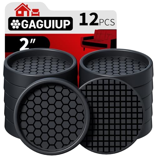 Non Slip Furniture Pads - 2" Anti Skid Caster Cups, 12PCS Round Furniture Coasters for Hardwood Floors, Anti Slide Furniture Cup Bed Couch Floor Protectors,Furniture Stoppers to Prevent Sliding(Black) - size: 2" 12pcs Black