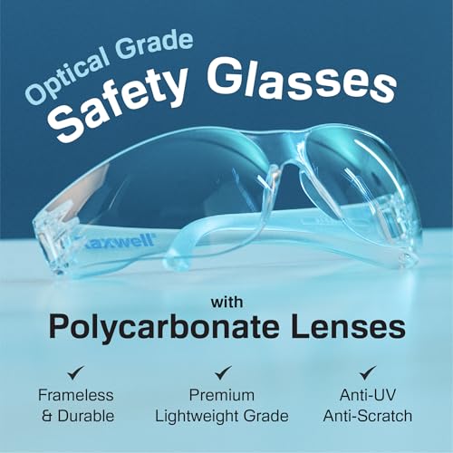 Raxwell Clear Safety Glasses, ANSI Z87.1 Certified Protective Eyewear,Wraparound Anti-Scratch Polycarbonate Lense
