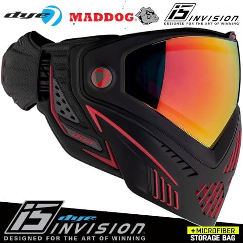 Maddog Dye i5 Thermal Anti-Fog Paintball Airsoft Mask Goggle System Combo with Microfiber Bag | Safety Certified Protection - color: Fire 2.0
