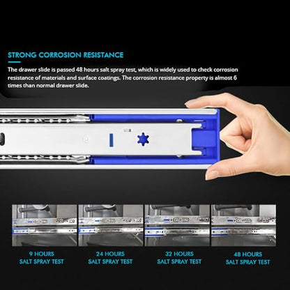 22 Inch Soft Close Drawer Slides,10 Pairs Heavy Duty 100 LB Capacity Full Extension Ball Bearing Side Mount Drawer Glides - size: 22 Inch