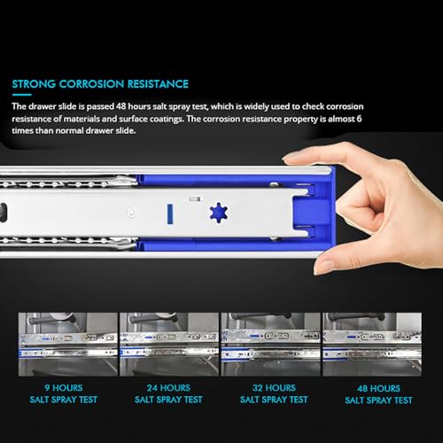16 Inch Soft Close Drawer Slides,10 Pairs Heavy Duty 100 LB Capacity Full Extension Ball Bearing Side Mount Drawer Glides - size: 16 Inch