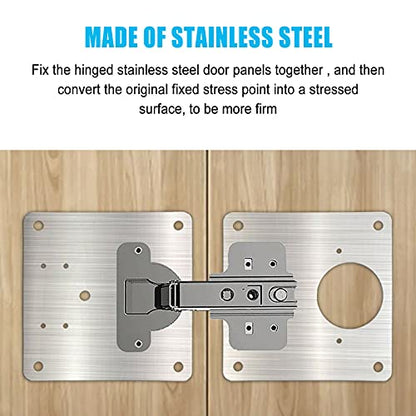 Cabinet Hinges Repair Plate,Stainless Steel Hinge Repair Brackets Kit,Kitchen Cupboard Door Hinge Repair Plate Kit Includes Fixing Screws,Protect Wooden Kitchen Cabinet Door,Furniture(6 PCS)… - size: 6 Pieces