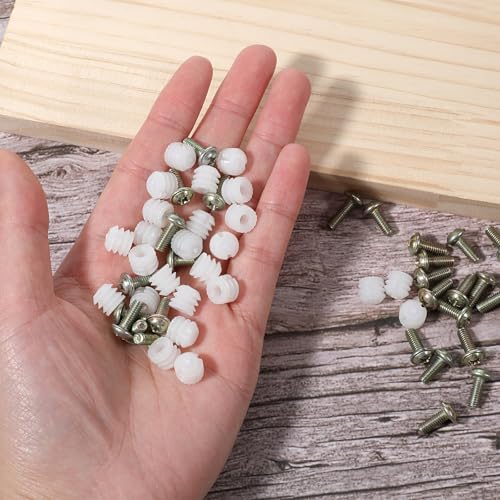 30 Set Furniture Fasteners, Plastic Hinge Dowel Inserts with Stainless Steel Screws for Cabinet Door Repair, Easy Installation Kit for Kitchen Cabinet Hinges Replacement and Drawer Fix