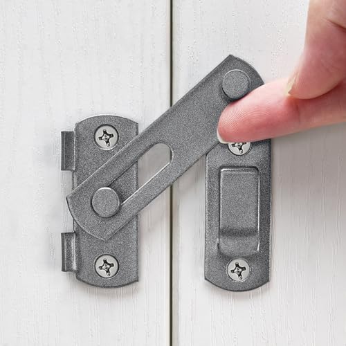 INIRET 2 Packs Barn Door Latches，2.75” x 2.02” Grey Stainless Steel barn gate flip Door Latch Bi-fold Door Lock,Sliding Door Antique Lock Gate Latches Wine Cabinet Closet Door Latches - color: Small_Grey