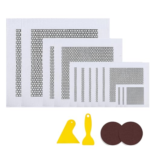 17 Pack Dry Wall Patch Kits, 2/4/6/8 Inch Wall Patch Repair Kit with Extended Self-Adhesive Mesh Sandpaper Scraper Plaster for Drywall - size: 17 PCS