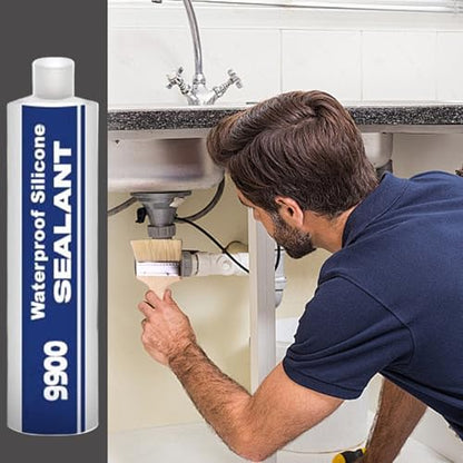 9900 Waterproof Silicone Instant Bond Flexible Sea Temperature Resistance UV-Resistant Adhesive for Roof RV Bathroom Concrete Construction Driveway Marine Window Industry Tile Floor - color: Gloss white