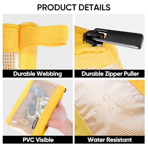 TICONN Tool Pouch, 1680D Oxford Small Tool Bag, Tool Pouches with Zipper, Clear Utility Bag Zipper Pouch for Tool Organizers and Storage (9PK Combo) - size: Clear, 9 Pack Combo