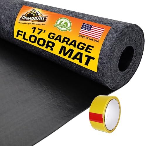 Armor All Garage Floor Mat (17' x 7'4"), Waterproof Garage Flooring, Absorbent, Premium Oil Spill Resistant Garage Pad, Durable, Protects Surfaces (Includes Double Sided Tape) (USA Made) - size: 17' x 7'4" (Rectangular)