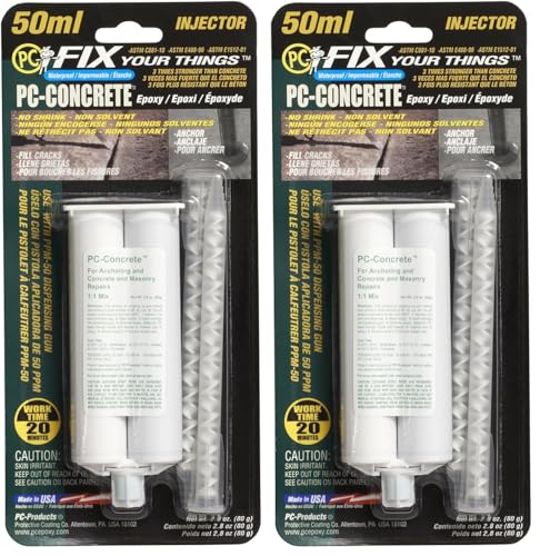PC Products PC-Concrete Epoxy Adhesive Paste for Anchoring and Crack Repair, Two-Part 50 ml Cartridge, Gray 70505 (Pack of 2) - size: 2.8 oz (2-Pack), style: PC-Concrete