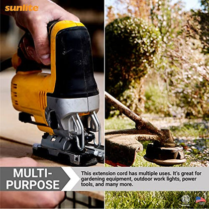 Sunlite Outdoor Heavy Duty 50 Feet Three Prong Extension Cord, 13 Amp, 50'(16/3) Orange - size: 50'(16/3)
