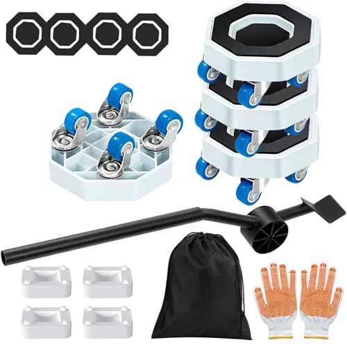 16pcs New Upgrade Furniture Movers with Wheels,360° Rotating Furniture Sliders for Sofa, Bed, Cabinet,Furniture Dolly Includes Storage Bag, Gloves, Extended Pry Bar,Non-Slip Pads