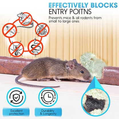 [Upgraded] Rodent Barrier Kit, 2Pcs Steel Wool Included 2Pcs PU Spray Foam for Mice Control, 3.2"x7.5’ Rodent Control Fill Fabric, Gloves, Scissors, Gap Blocker in Hole Pipeline Vent in House, Garage - style: 2Pcs Steel Wool + 2Pcs Spray Foam