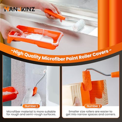 2 inch Paint Roller Kit, 20 Pack Small Paint Roller Set with 3/8" Nap Microfiber Covers, Touch Up Mini Paint Rollers for Wall, Door, Cabinet, Craft - size: 20 pcs 2" Microfiber Roller Cover