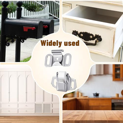 Shimeyao 1 Set Mailbox Replacement Roller Catch Latch with Screws Hardware Roller Wheel Spring Door Catch Latch for Cabinet Doors Rv Camper Kitchen