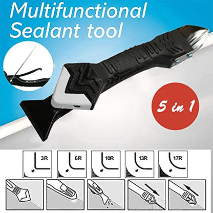 Silicone Caulking Tool 11 PCS,5 in 1 Stainless Steelhead Caulk Finishing Tool for Kitchen Frame Seal Bathroom Window Sink Joint Tile (White) - color: White