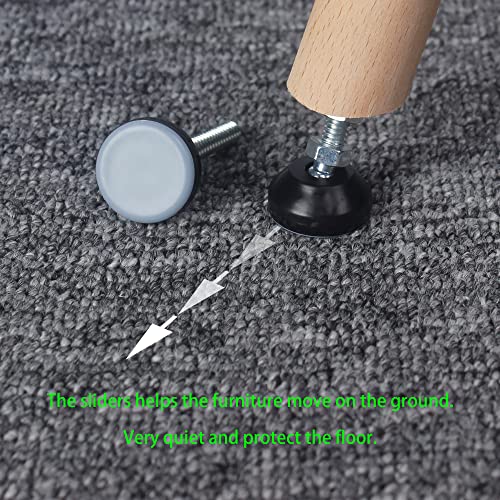 Furniture Leveler Swivel Feet PTFE(Teflon) Bottom(25mm Base),Threaded Shank(1/4-20) Adjustment Pads,Table/Chair/Cabinet/Sofa Medium Legs Leveling,Nuts Installation and Floor Protection(4 Pack) - size: 4 Pack,25mm Base 1/4-20