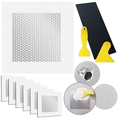 Wall Repair Drywall Repair kit, Self Adhesive Fiberglass 4 Inch Aluminum Wall Fiber Mesh Large Hole Repair Patch Sheetrock Ceiling Dry Wall Fixing Patch for Drywall Plasterboard - size: 4 in. x 4 in.