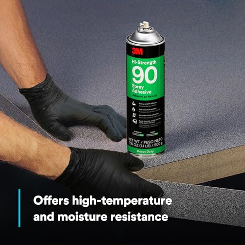 3M Hi-Strength Spray Adhesive 90, Clear Glue, Permanent, High Strength Bonding, High Tack, Bonds Laminate, Wood, Concrete, Metal, Plastic, 17.6 oz Net Wt, NOT FOR SALE IN CA AND OTHER STATES - size: 24 fl oz (Net Wt 17.6 oz), style: Hi-Strength 90