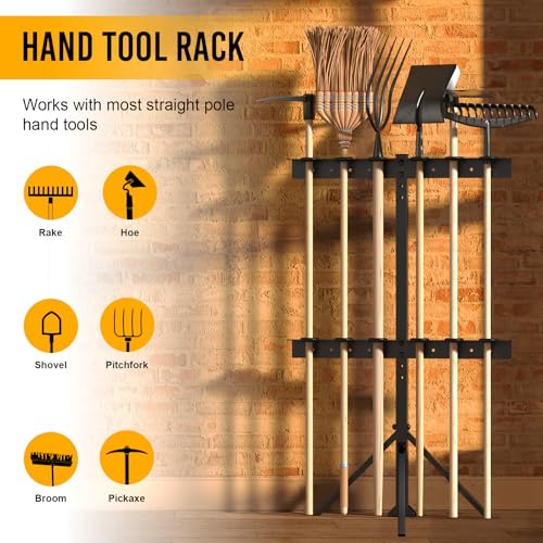 Utility Trailer Tool Rack, Shovel Rack for Truck, Rake Shovel Holder Landscape Hand Tool Accessories for Trailer Truck with 6 Rubber Holes with Brackets, Black - size: 6 Hole Tool Rack