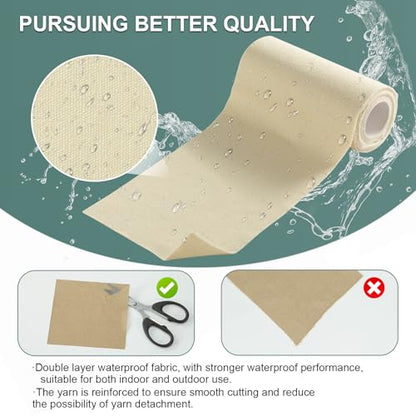 Linen Canvas Repair Tape, 4×63 Inches Light Beige Waterproof Self-Adhesive Patch for Outdoor Gear,Durable Fabric Tape for Boat Covers,Couch,Tents, Sofas, Sun Shades, Awnings, Lounge Chairs - color: Light Beige