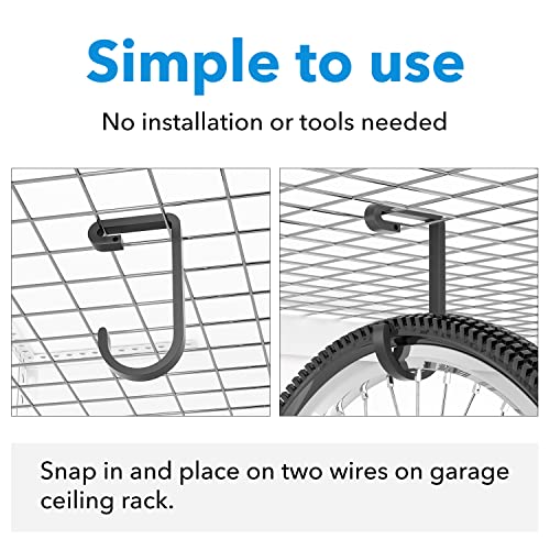bussdis Thickened Bike Hooks for Garage Ceiling Rack: Heavy Duty Overhead Storage Rack Hook for Bicycle, Hold 50 lb, Safe Rack Bike Hanger, Metal, 4 Pack - color: Black