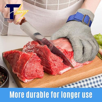 2.0 ANSI A9 Cut Resistant Gloves Stainless Steel Mesh Metal Wire Glove Durable Rustproof Reliable Cutting Glove for Meat Processing, Food Cutting (Large - size: Large (Pack of 1)
