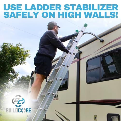 Heavy Duty Ladder Stabilizer | Carbon Steel Extension Ladder Standoff with Anti-Slip Rubber Feet for Gutter Cleaning, Painting & Roofing - Professional Grade Ladder Accessory for Extension Ladder - color: Ladder Stabilizer Gray