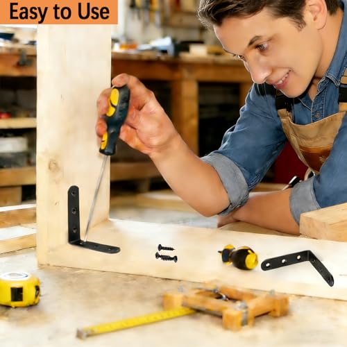 20 Pcs 3" x 3" Black L Brackets 80 x 80MM Metal Corner Brackets Heavy Duty Right Angle Brackets for Wood Shelves Furniture Frame Bookshelf, Included 120pcs Screws - size: 3Inch Black Right Angle
