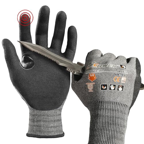 Schwer A4 AIR-SKIN Cut Resistant Work Gloves AR5918 with Extreme Lightweight & Thin, Grip Gloves for Gardening, Fishing, Refined Work, Mechanic, Touch-Screen, 3D-Comfort Fit, 1 Pair (M) - color: Gray, size: Medium