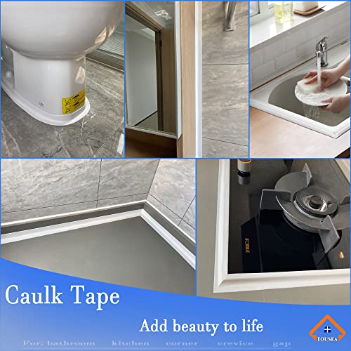 White Caulk Tape for Bath & Kitchen,Caulking Tape for Bathroom Caulking White Self Adhesive Caulk Strip,tub Surround,Toilet Bowl Stick on Gel,Kitchen Countertop (1.5in x 10.5ft) - style: White-1.5IN-10.5FT-A
