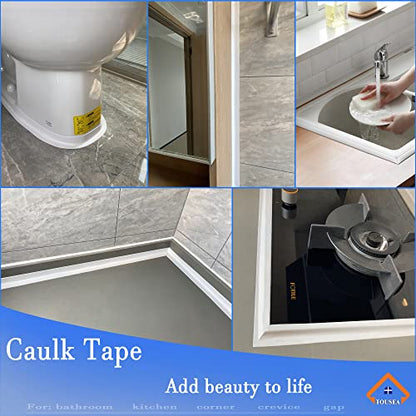 TOUSEA Professional Waterproof Caulk Strip - Self Adhesive White Sealing Tape for Toilet, Tub, Peel and Stick Backsplash Finisher - Renter Friendly, Easy Install - style: White-1.5IN-10.5FT-B