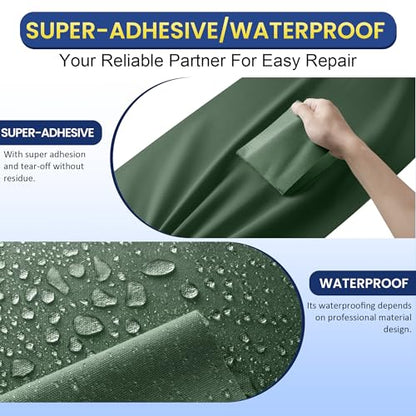 Self-Adhesive Canvas Repair Tape, 8.3" x 11" Waterproof Canvas Repair Patch, Fabric Patch Repairs Kit for Furniture, Tents, Sunbrellas, Boat Covers Awnings, Couches, Clothes, Bags Army Green - color: Army Green, size: 8.3" x 11"