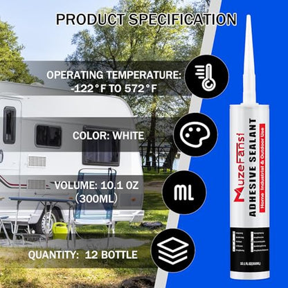 RV Roof Sealant 12Pack, Self-Leveling Lap Sealant for RV Roofs,White RV Caulking Sealant Lap Sealant for Camper Trailer Roof Window, Waterproof RV Silicone Sealant Roofing Repair Kit - style: Self Leveling 12 Packs