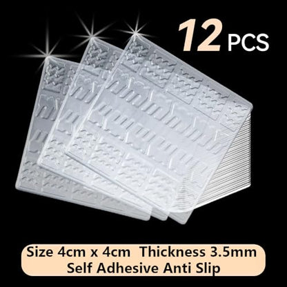 Non Slip Furniture Pads, 12 PCS Clear No Skid Furniture Grippers, Self Adhesive Anti Slip Furniture Pads, Anti Slide Hardwood Floors Protectors for Keep Couch Stoppers (1.57 inch Square) - size: 1.57 inch Square