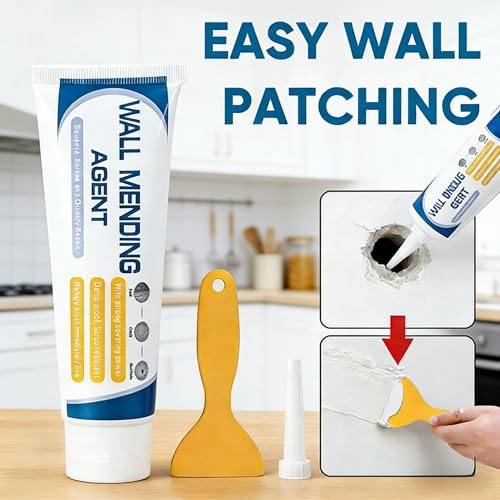 Wall Repair Paste Tube | Drywall Patch Repair Kit for Holes & Cracks | Nail Hole Filler & Filler for Aluminum, Metal, Wallboard, Plasterboard | Easy to Use Drywall Filler & Repair Agent (1) - color: 1