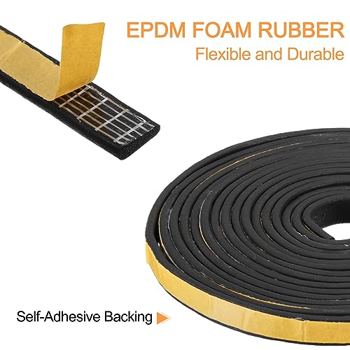 uxcell Weather Stripping 3/8" W x 1/8" T x 26ft L Adhesive Door Window Seal Strip Foam Seal Tape for Doors Window Insulation - size: 3/8"W x 1/8"T x 26ft L