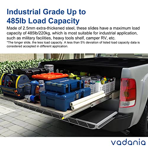 VADANIA 20" Industrial Grade Heavy Duty Drawer Slide with Lock #D76, 3" Widening Up to 379lb Load Capacity, 3-Fold Full Extension, Ball Bearing Lock-in & Lock-Out, Side Mount, 1-Pair - size: 20 Inch, style: #D76(76mm wide)
