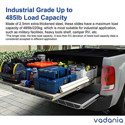 VADANIA 24" Industrial Grade Heavy Duty Drawer Slide with Lock #D76, 3" Widening Up to 379lb Load Capacity, 3-Fold Full Extension, Ball Bearing Lock-in & Lock-Out, Side Mount, 1-Pair - size: 24 Inch, style: #D76(76mm wide)
